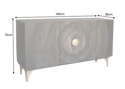 Kummut GOLDEN SUNSET must, 140x38xH75 cm