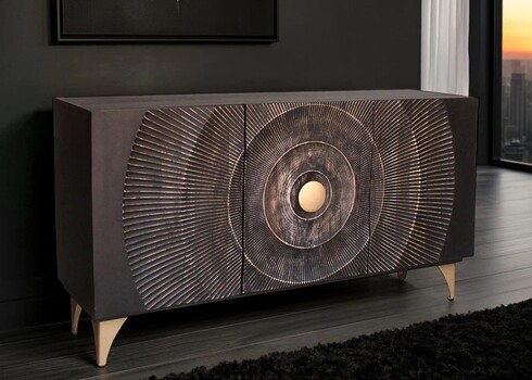 Kummut GOLDEN SUNSET must, 140x38xH75 cm