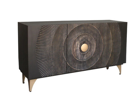 Kummut GOLDEN SUNSET must, 140x38xH75 cm