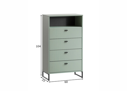 Kummut JANNE roheline, 60x33xH104 cm