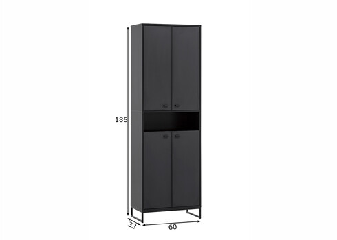 Jalatsikapp JANNE mattmust, 60x33xH186 cm