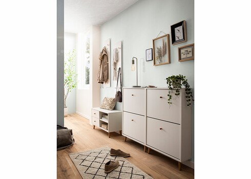 Jalatsikapp BJARNE mattvalge, 60x20xH92 cm