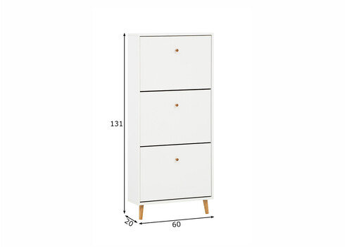 Jalatsikapp BJARNE mattvalge, 60x20xH131 cm