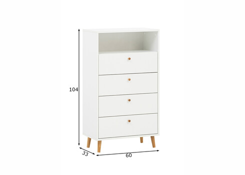 Kummut BJARNE mattvalge, 60x33xH104 cm