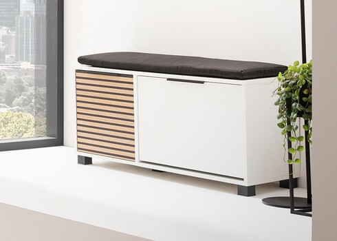 Jalatsikapp LOFT mattvalge / tamm, 98x33xH47 cm