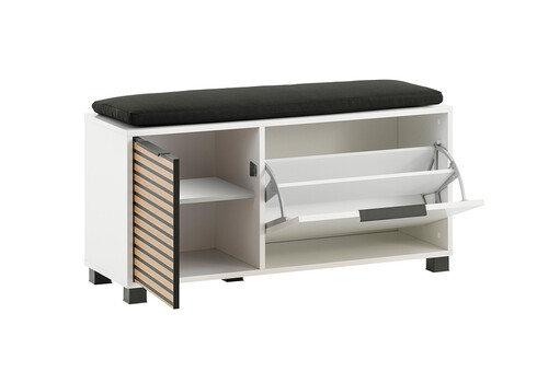 Jalatsikapp LOFT mattvalge / tamm, 98x33xH47 cm