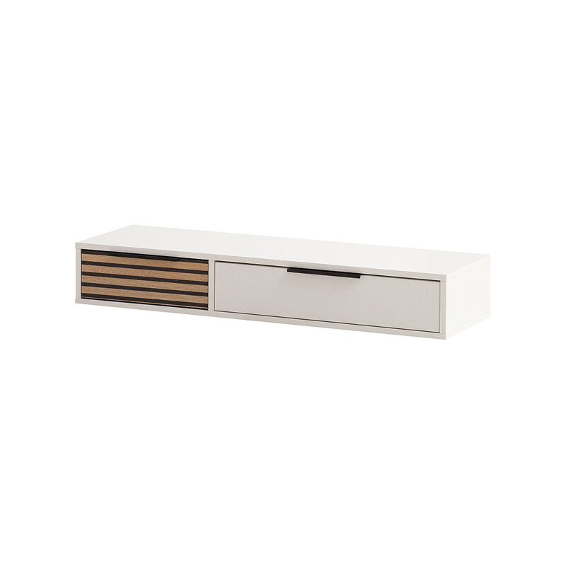 Konsoollaud LOFT mattvalge / tamm, 104x32xH16 cm