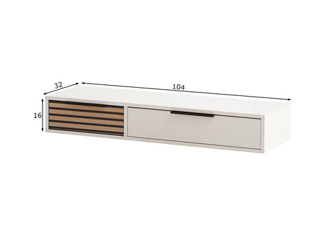 Konsoollaud LOFT mattvalge / tamm, 104x32xH16 cm