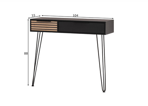 Konsoollaud LOFT mattmust / pruun, 104x38xH88 cm