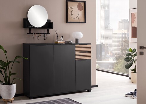 Jalatsikapp ALEXA mattmust, 142x35xH105,5 cm