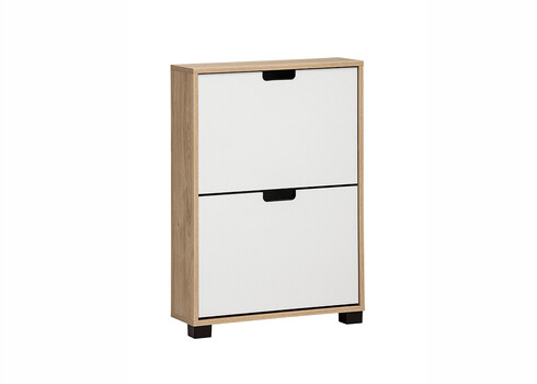 Jalatsikapp EMMIK mattvalge / tamm, 60x20xH85 cm