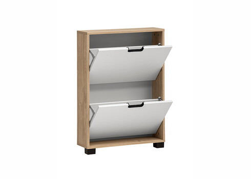 Jalatsikapp EMMIK mattvalge / tamm, 60x20xH85 cm