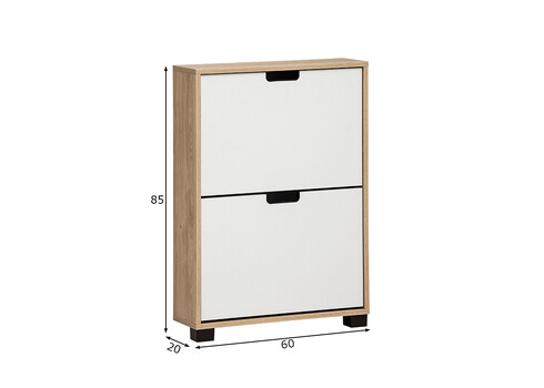 Jalatsikapp EMMIK mattvalge / tamm, 60x20xH85 cm