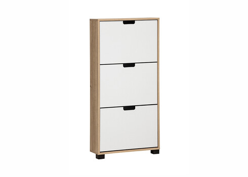 Jalatsikapp EMMIK mattvalge / tamm, 60x20xH124 cm