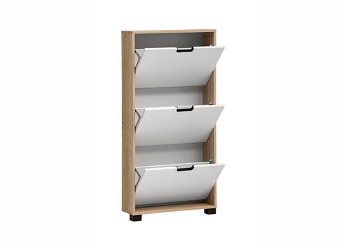 Jalatsikapp EMMIK mattvalge / tamm, 60x20xH124 cm