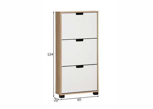 Jalatsikapp EMMIK mattvalge / tamm, 60x20xH124 cm