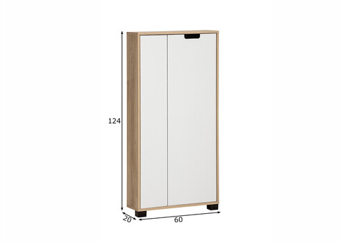 Esikukapp EMMIK mattvalge / tamm, 60x20xH124 cm