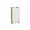 Esikukapp EMMIK mattvalge / tamm, 60x20xH124 cm