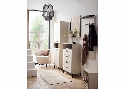 Kummut EDDA beež / must, 60x33xH103 cm