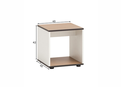 Tumba KATTA mattvalge / pruun, 40x40xH42 cm