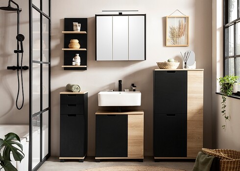 Seinariiul EMMIK mattmust / tamm, 30x18xH70 cm