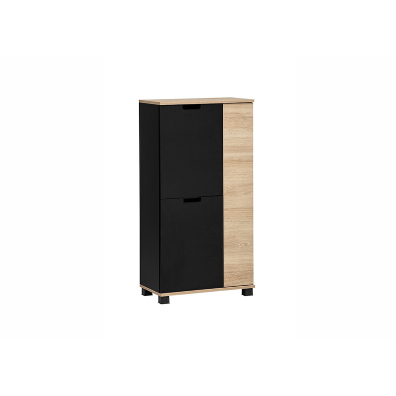 Kõrge vannitoakapp EMMIK mattmust / tamm, 60x33xH177cm