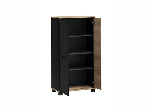 Kõrge vannitoakapp EMMIK mattmust / tamm, 60x33xH177cm