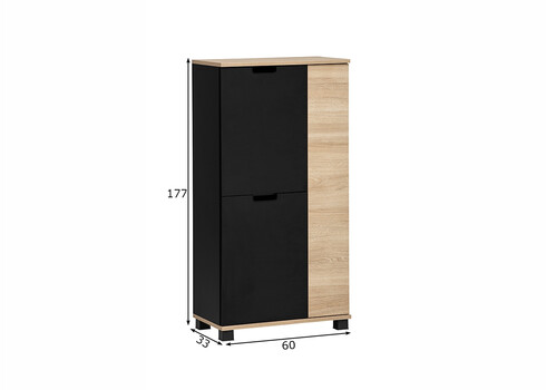 Kõrge vannitoakapp EMMIK mattmust / tamm, 60x33xH177cm