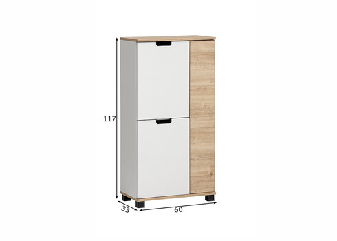 Kõrge vannitoakapp EMMIK mattvalge / tamm, 60x33xH177cm