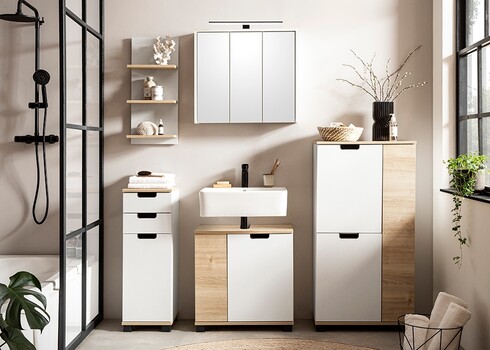 Valamukapp EMMIK mattvalge / tamm, 60x33xH62 cm