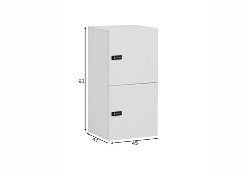 Lukustatav kapp LOCKED mattvalge, 45x41xH93 cm, 2 tk