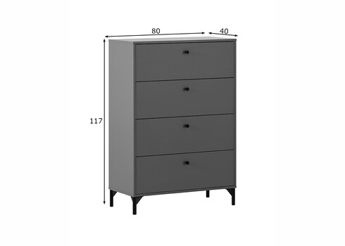 Kummut SMASH antratsiit, 80x40xH117 cm