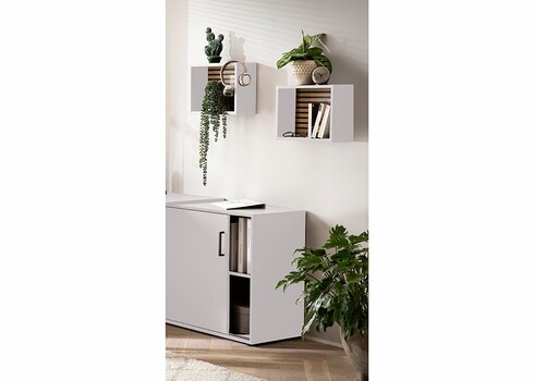 Seinariiul EKKO mattvalge / tamm, 40x15xH30 cm