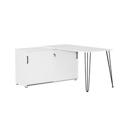 Kirjutuslaud kapiga EKKO mattvalge, 145x130xH74 cm