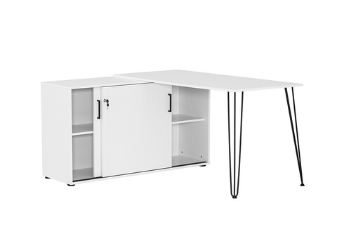 Kirjutuslaud kapiga EKKO mattvalge, 145x130xH74 cm