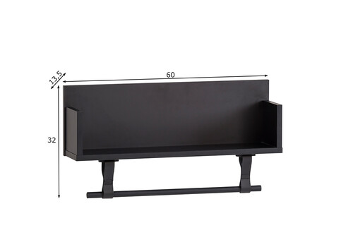 Riiul ELLA mattmust, 60x13,5xH32 cm