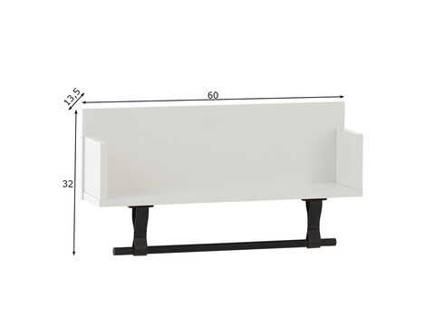 Riiul ELLA mattvalge, 60x13,5xH32 cm