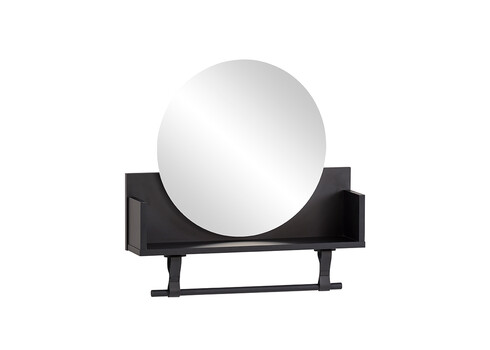 Riiul peegliga ELLA mattmust, 60x13,5xH59 cm