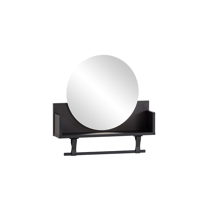 Riiul peegliga ELLA mattmust, 60x13,5xH59 cm