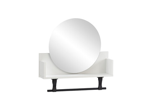 Riiul peegliga ELLA mattvalge, 60x13,5xH59 cm