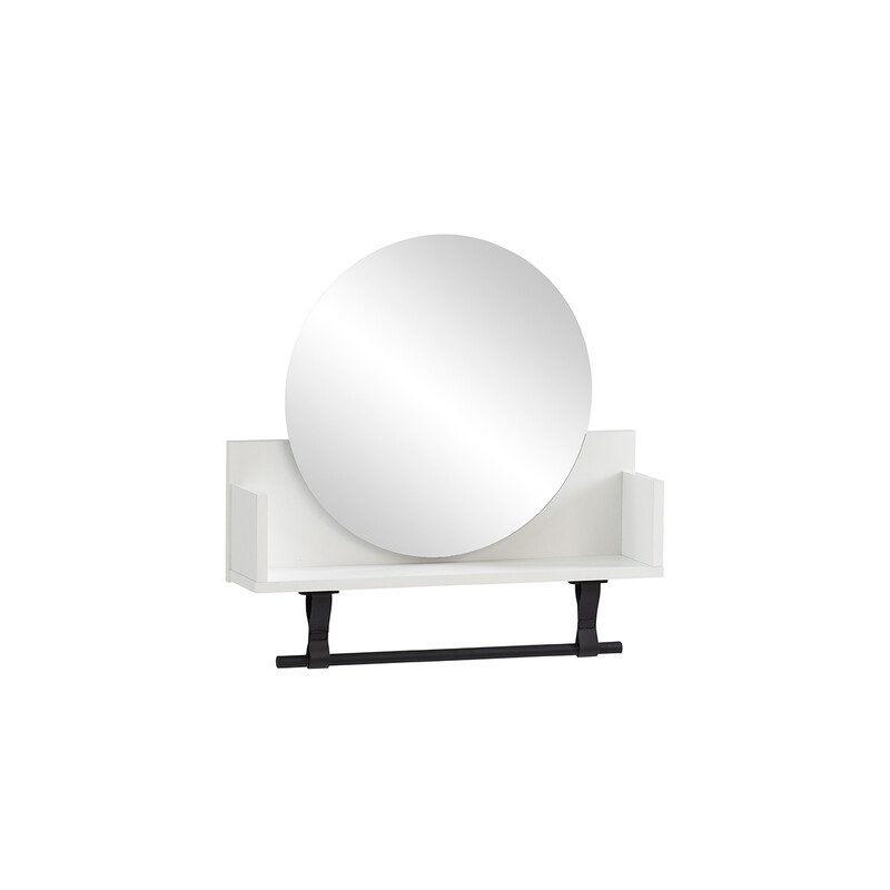 Riiul peegliga ELLA mattvalge, 60x13,5xH59 cm