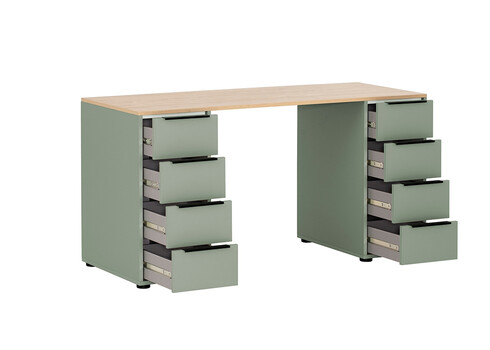 Kirjutuslaud ELMA roheline / tamm, 140x55,5xH73 cm
