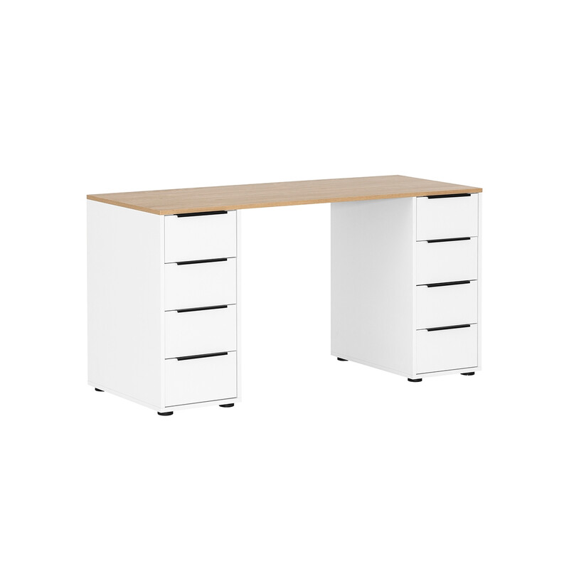 Kirjutuslaud ELMA mattvalge / tamm, 140x55,5xH73 cm