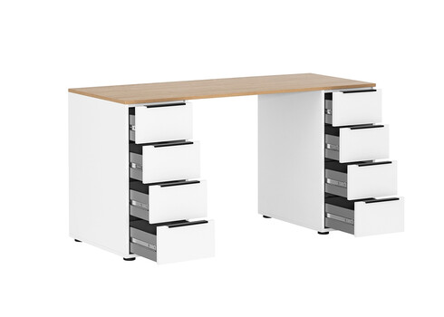 Kirjutuslaud ELMA mattvalge / tamm, 140x55,5xH73 cm