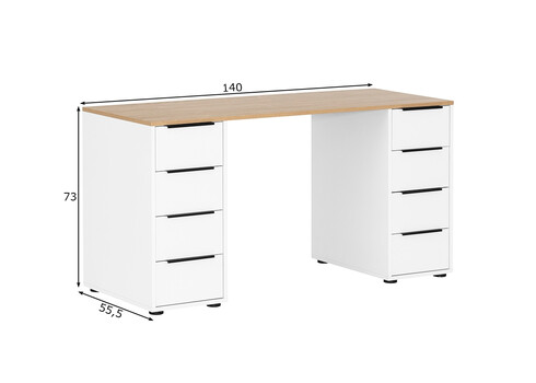 Kirjutuslaud ELMA mattvalge / tamm, 140x55,5xH73 cm