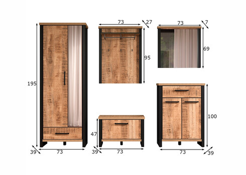 Esikumööblikomplekt ENNA mango / must