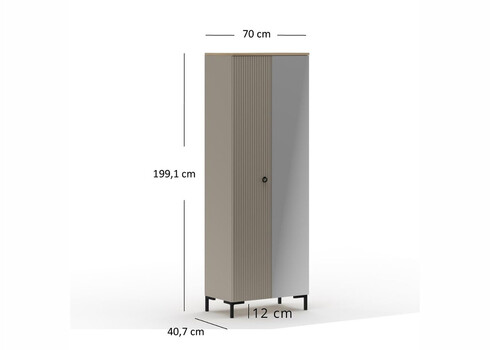 Esikukapp LUCREZIA hall / tamm, 70x41xH199 cm