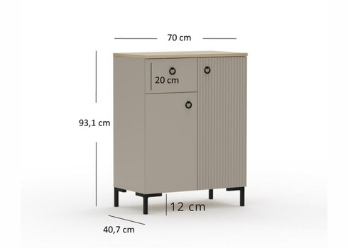 Kummut LUCREZIA hall / tamm, 70x41xH93 cm