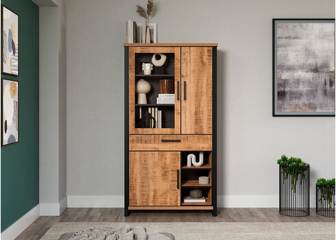 Vitriinkapp ENNA mango / must, 106x45xH195 cm