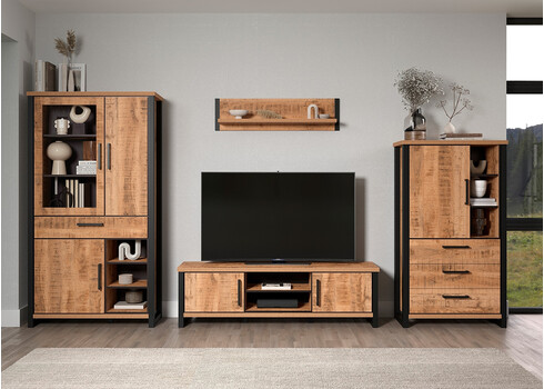 Tv-alus ENNA mango / must, 166x45xH50 cm